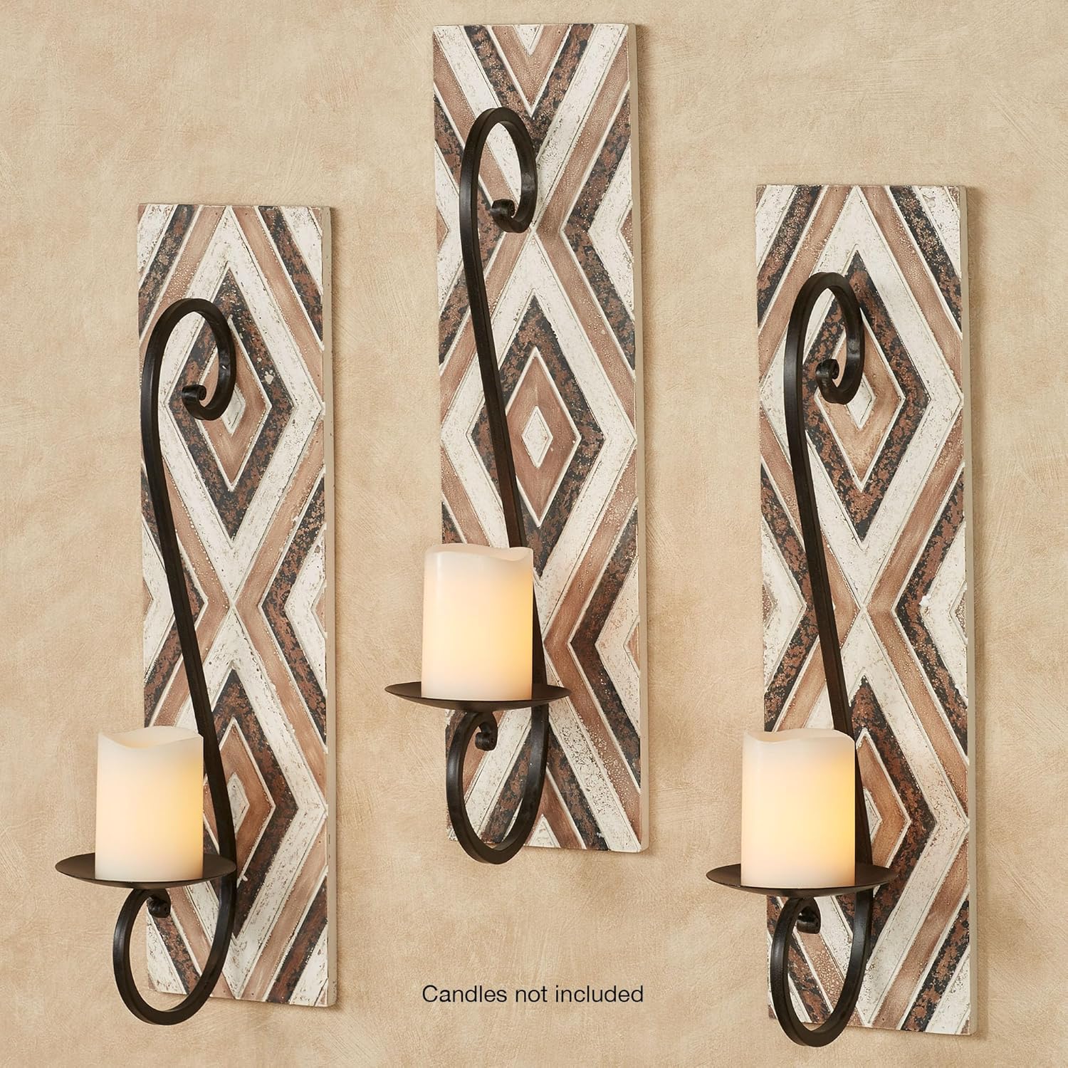 Chaya Geometric Wall Sconces Brown Each Measures 6" Wx8 Dx23 H Set of 3