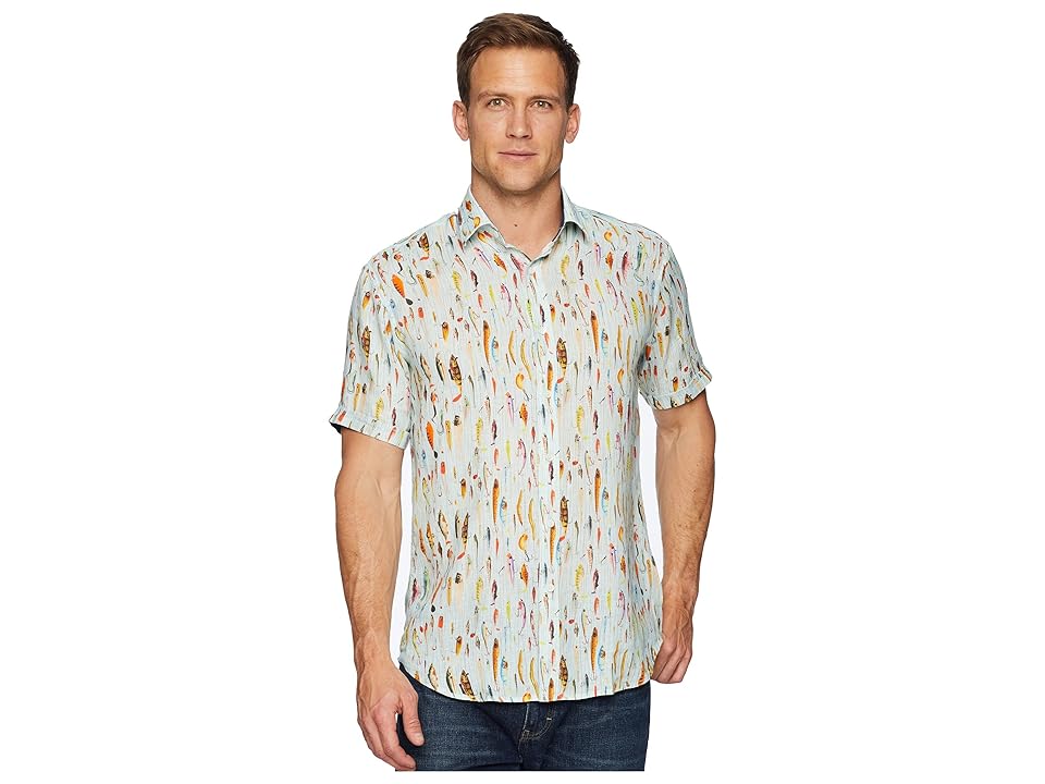 

BUGATCHI Short Sleeve Point Collar Woven Shaped (Mint) Men's Clothing