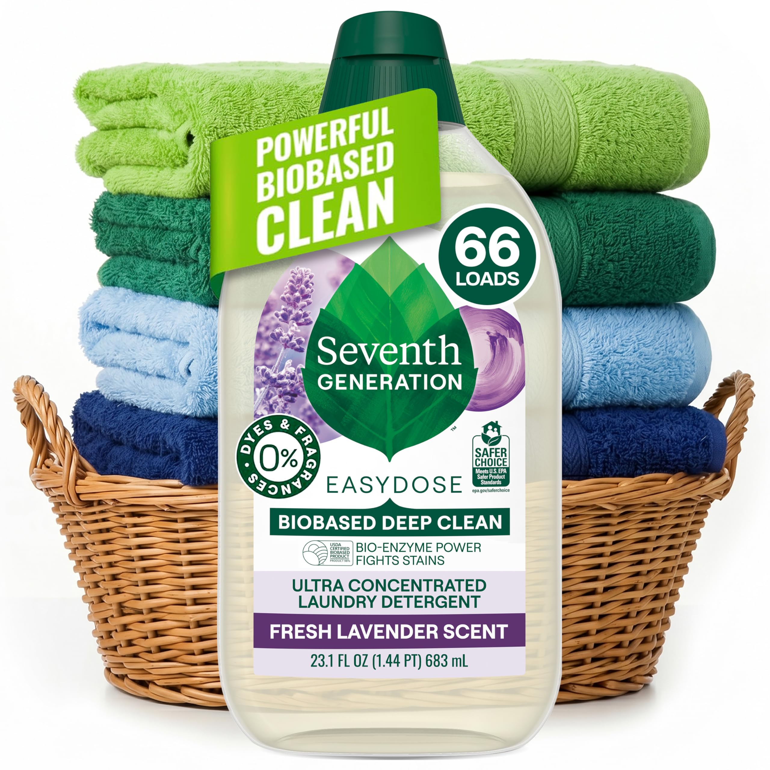 Seventh Generation EasyDose Laundry Detergent Fresh Lavender Ultra Concentrated Washing Detergent 23 oz