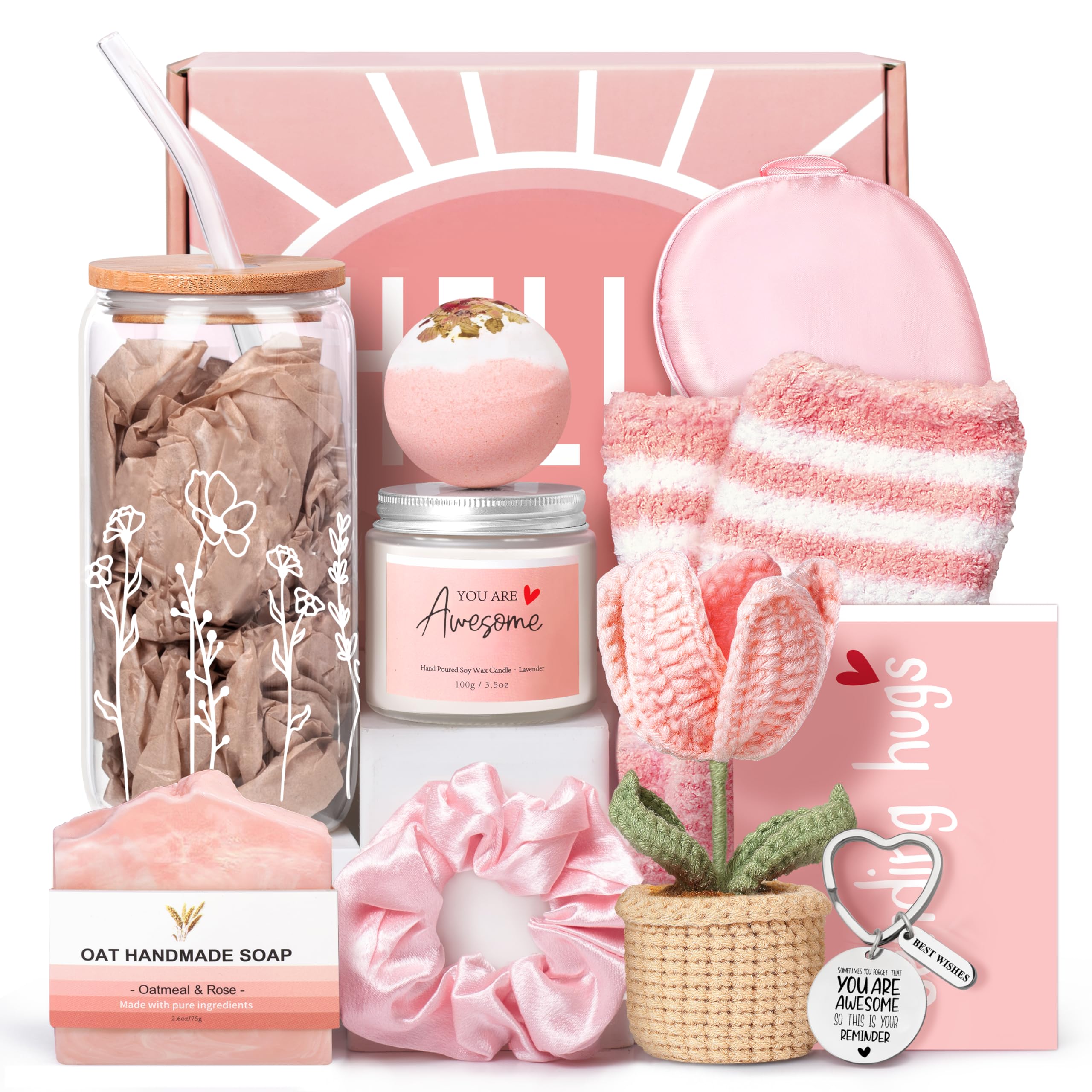 Gift Baskets for Women, Unique Birthday Gifts for Women, Thinking of You Inspirational Gift Set Box, Get Well Soon Gift Basket Sending Hug, Christmas Gifts for Her Wife Best Friend Sister-image-24