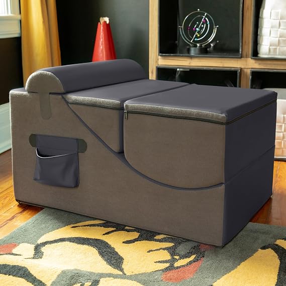 Jaxx Flexx V-Tex Convertible 3 in 1 Gamer Chair, Table, Ottoman w/Adjustable Headrest & Pocket - Vinyl Black