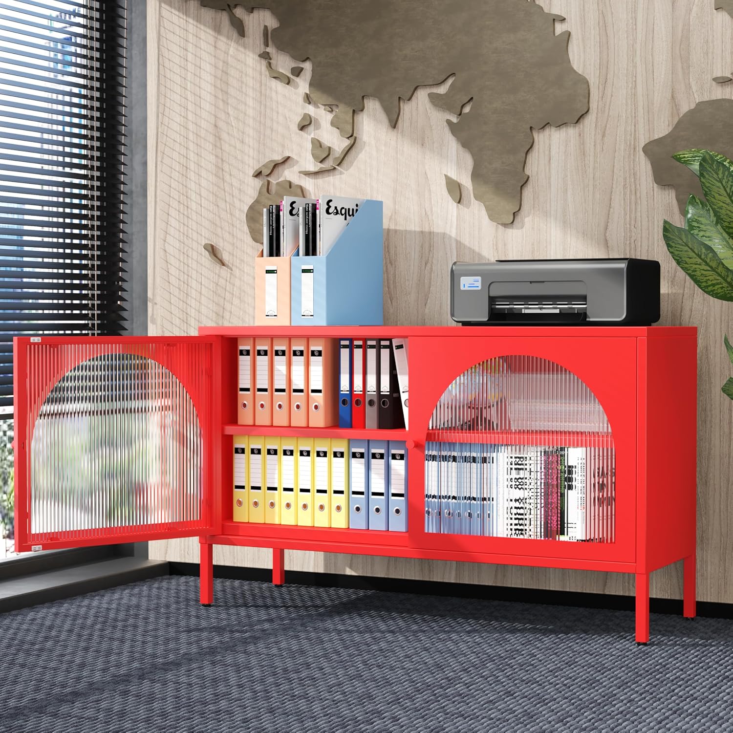 Metal Storage Cabinet with Doors and Shelves,2 Door TV Stand,Accent Cabinet，Metal Locker&Sideboard Buffet Cabinet&Bookshelf&Cupboard for Home,Office,Living Room