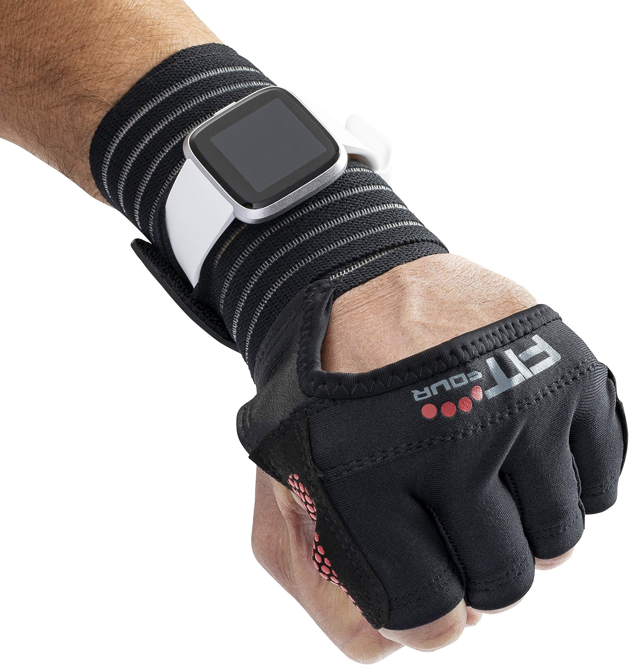 Fit Four OCR Slit Grip Gloves, Official Glove of OCR | Obstacle Course Racing & Mud Run Hand Protection | Wrist Support with Slit for Fitness Watch