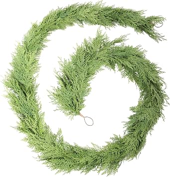 Bellacat 9ft Real Touch Cedar Garland with Soft Leaves