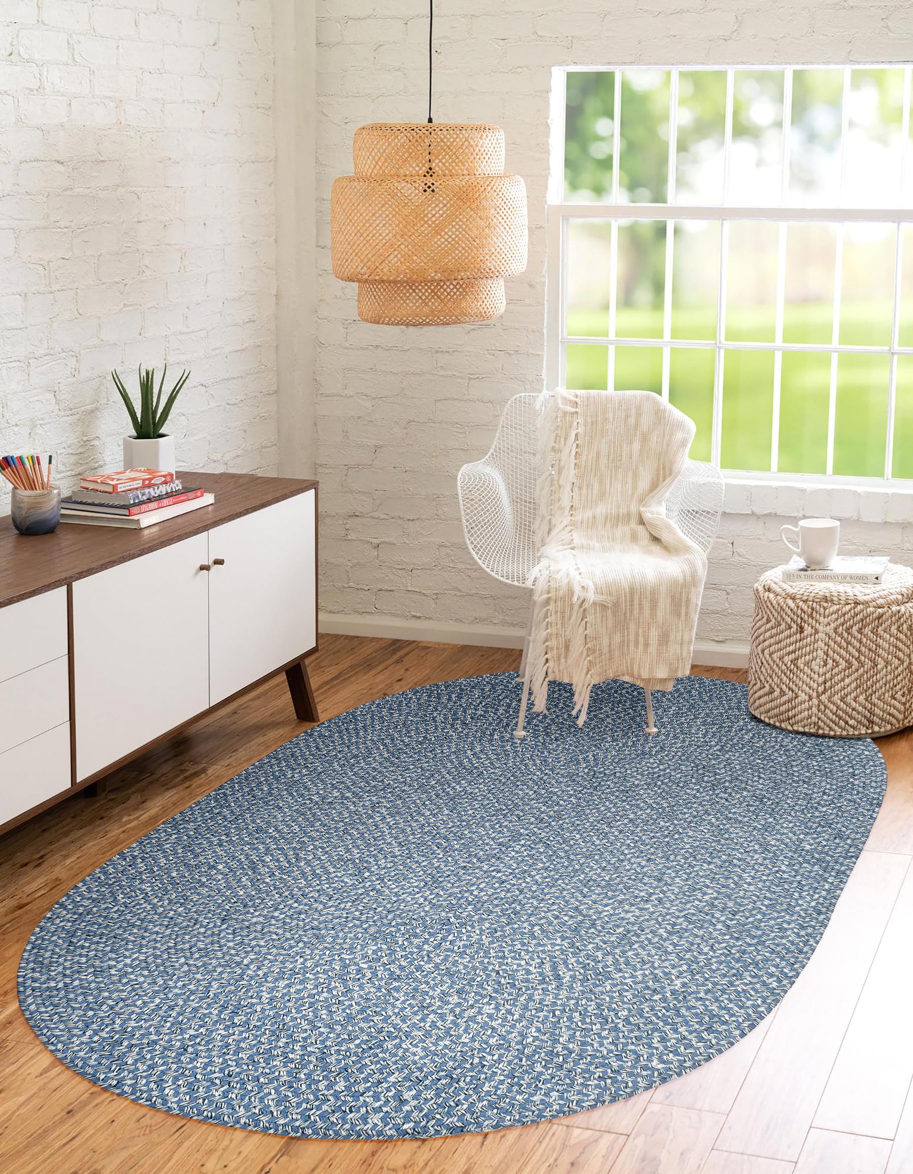 RRI Home Decor Farmville FV98 Ericas Estate 7' x 9' Oval - Braided Area Rug, Home Decor, Floor Mat or Bedroom Rug - Easy Care, Ideal for High Traffic