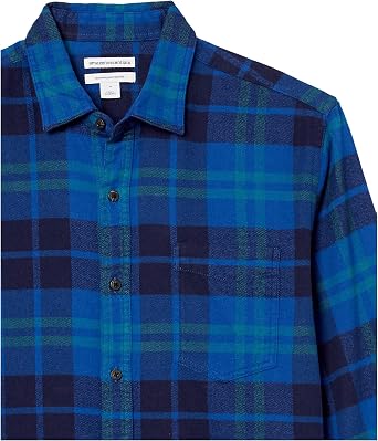 Amazon Essentials Men's Regular Fit Long-Sleeve Flannel Shirt, Soft Brushed Cotton, Lightweight yet Warm