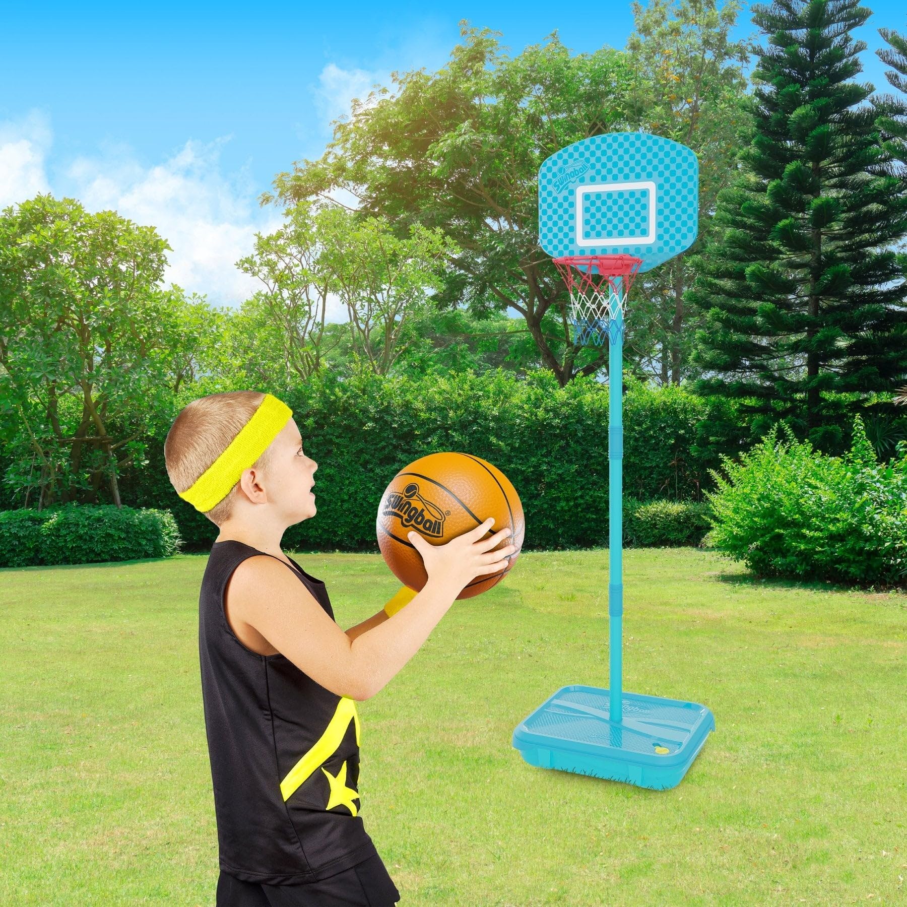 Swingball Kids Height Adjustable Basketball Hoop with Basketball