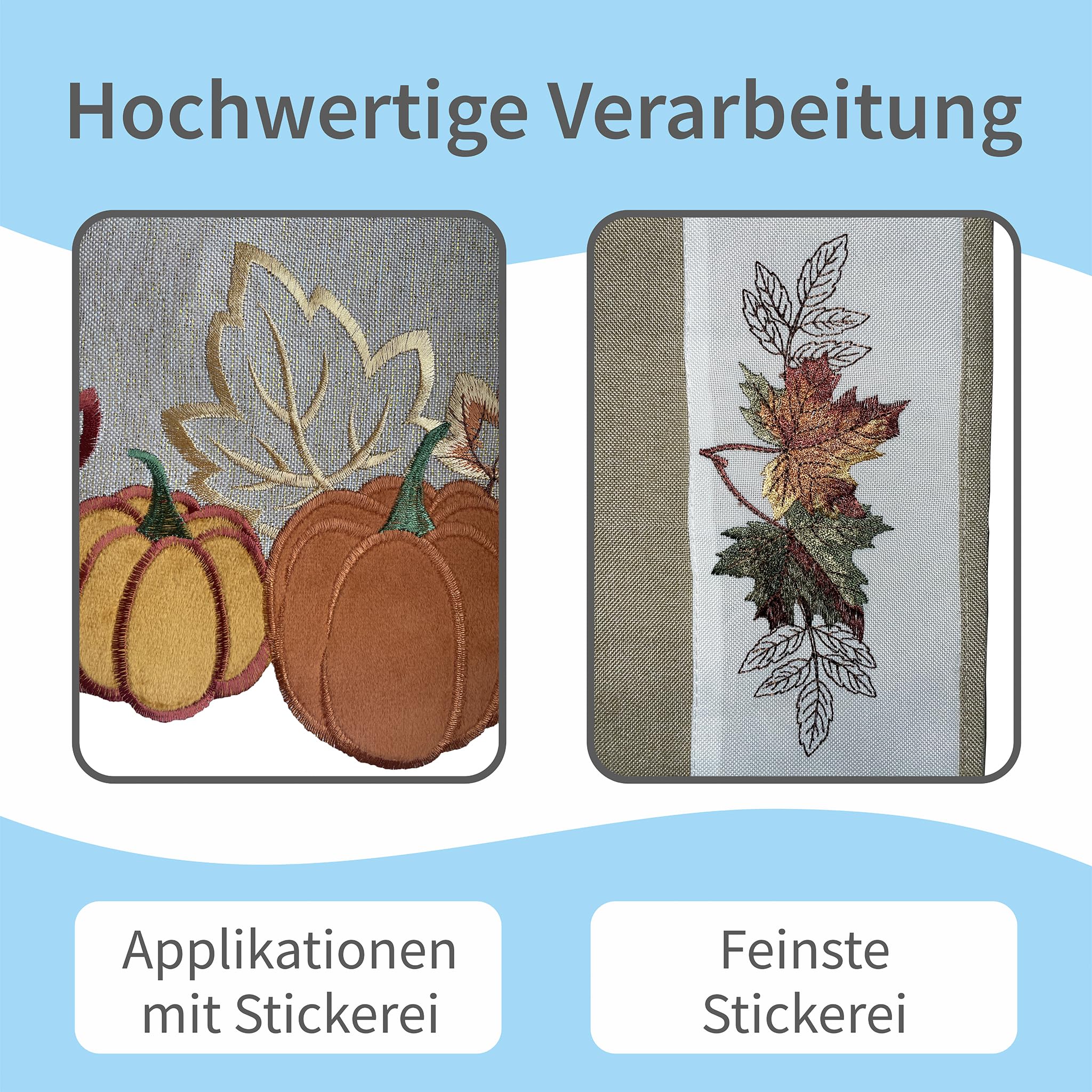 Tischläufer Herbst 45 x 140 cm mit gewebtem Kürbismotiv Gobelin-Art - Tischdeko für Küche & Tisch