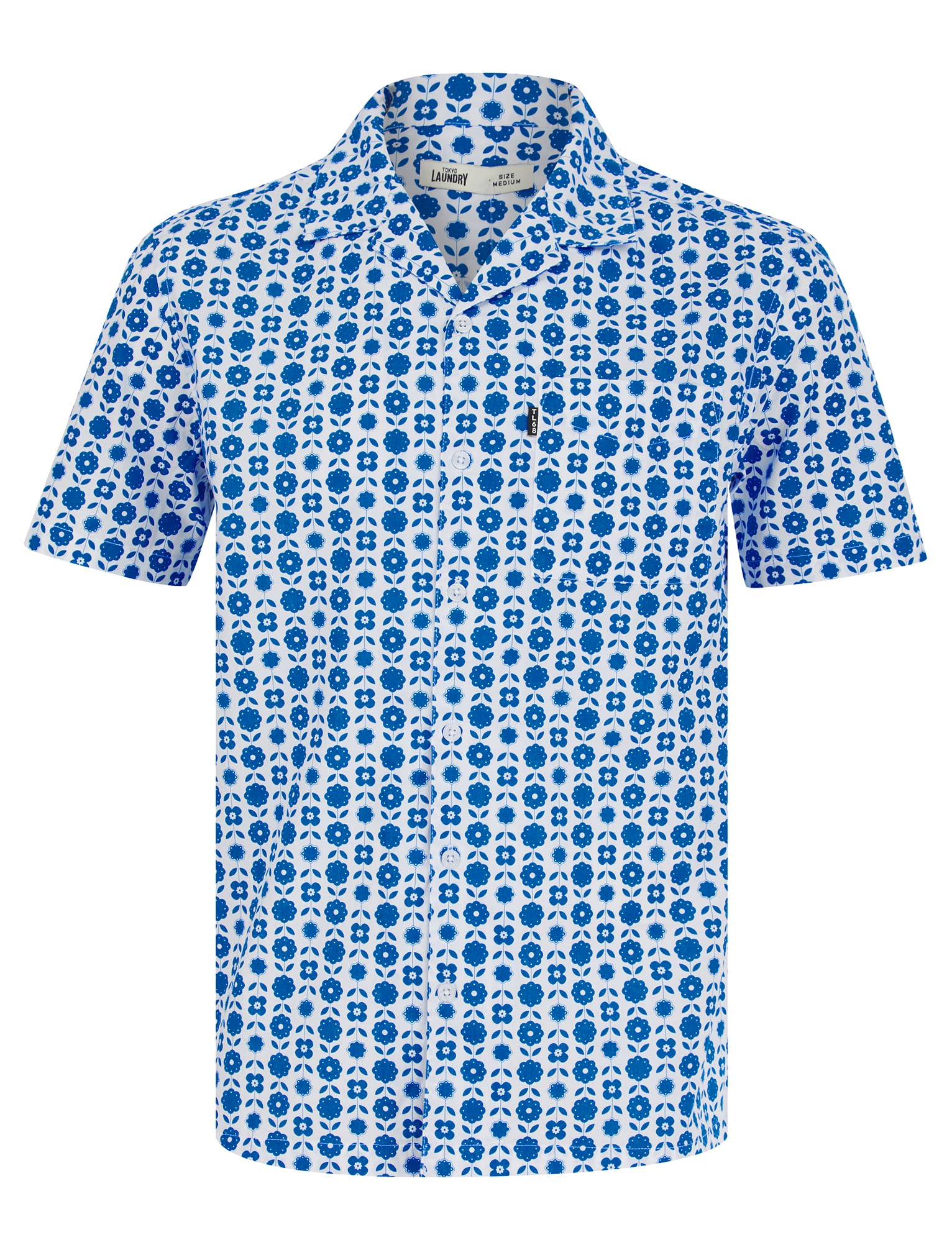 Tokyo Laundry Men's 'Makalawena' Patterned Floral Print Short Sleeve Open Collar Hawaiian Shirt