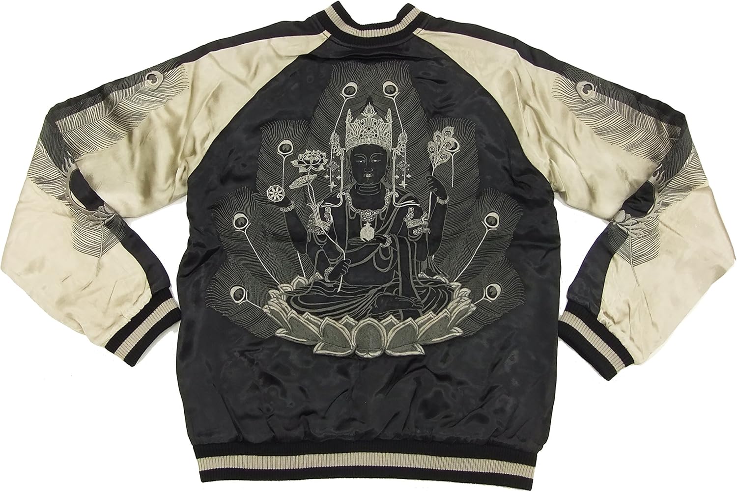 super 限定 SCRIPT 日本 スカジャン 孔雀刺繍 100% silk super 限定 SCRIPT 日本 スカジャン 孔雀刺繍 100% silk