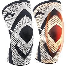 Knee Support Brace Thermal Knee Pads Compression Knee Brace for Women & Men 2-Pack Knee Braces for Meniscus Tear, ACL & Arthritis Pain Relief -Large