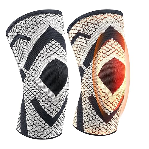 Rodilleras térmicas de compresión para mujeres y hombres, paquete de 2 rodilleras para desgarro de menisco, ACL y artritis (XXL)