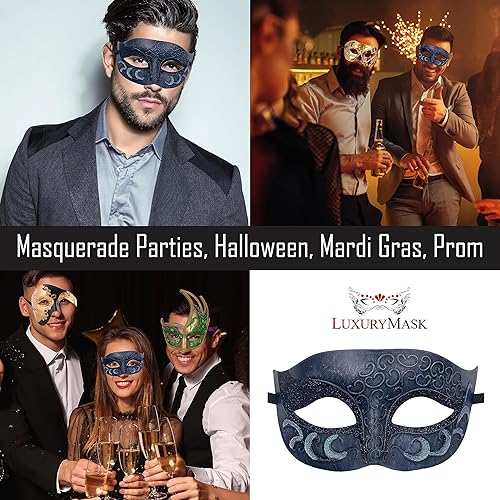Miniatura 5 de Máscara de mascarada para hombre, máscara de aspecto antiguo para Halloween, fiesta veneciana, fiesta de máscaras y baile de máscaras