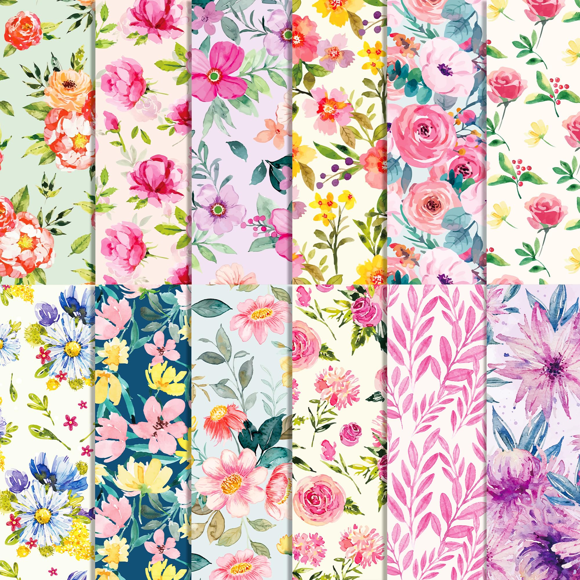 24 Blatt Muttertag Scrapbook Papier Blumenmuster,12-Typen Doppelseitige Dekorpapier Scrapbook Craft Paper für Muttertag Journal Scrapbooking DIY Fotoalbum Dekorpapier,30x30cm