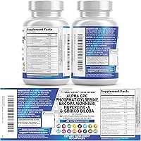 Vista 9 de Clean Nutraceuticals Alpha GPC Colina Fosfatidilserina Bacopa Monnieri Ginkgo Biloba Huperzina A Suplemento con Urdina, Mane de León, Garra de Gato