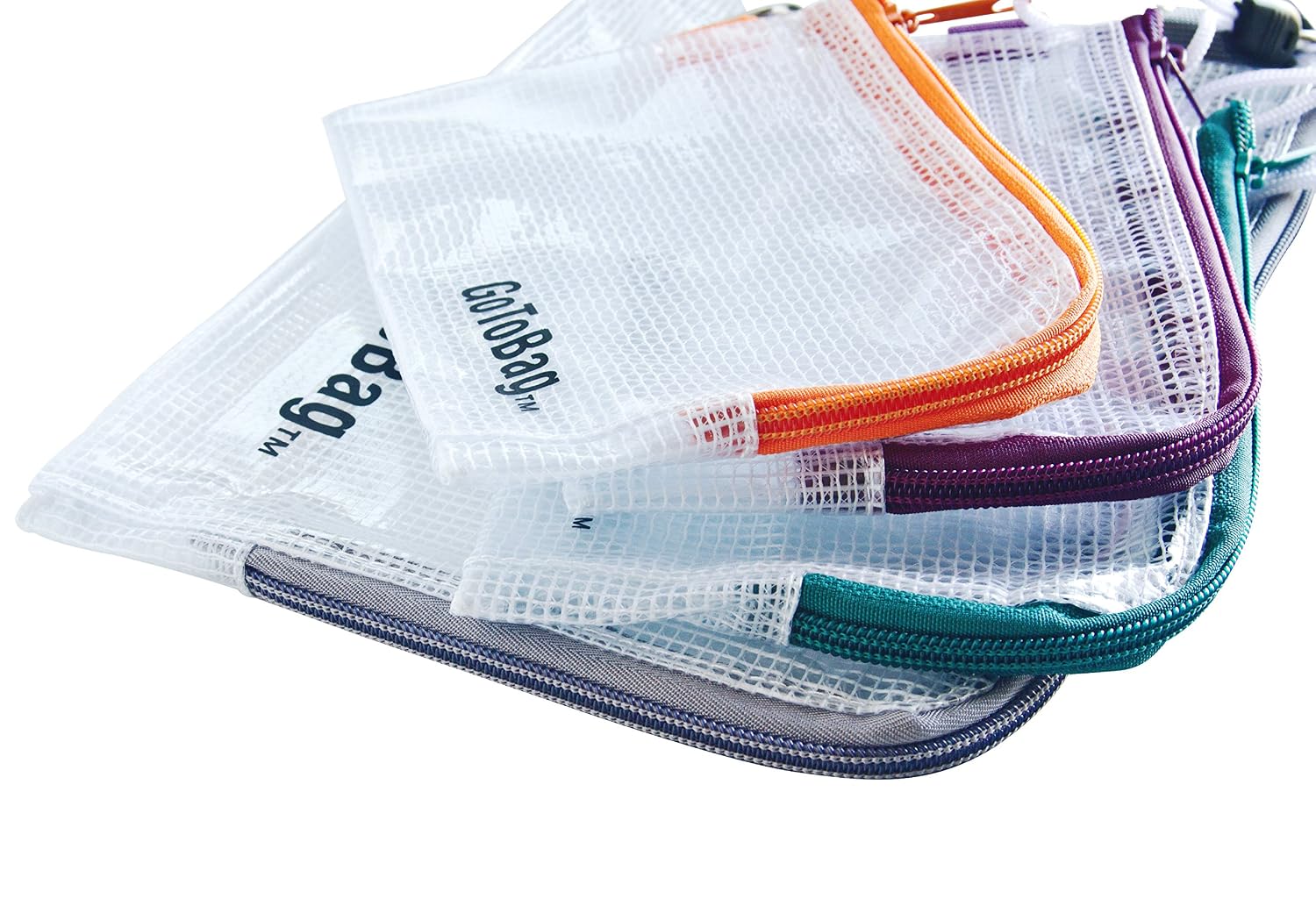 4 Pack Organizer Storage Packing Bags by GoToBag - Clear Water Resistant Solid Reinforced PVC Mesh Plastic with Zipper Closure - for Travel, Office, School, Arts and Craft, Purse, Cables, All-Purpose