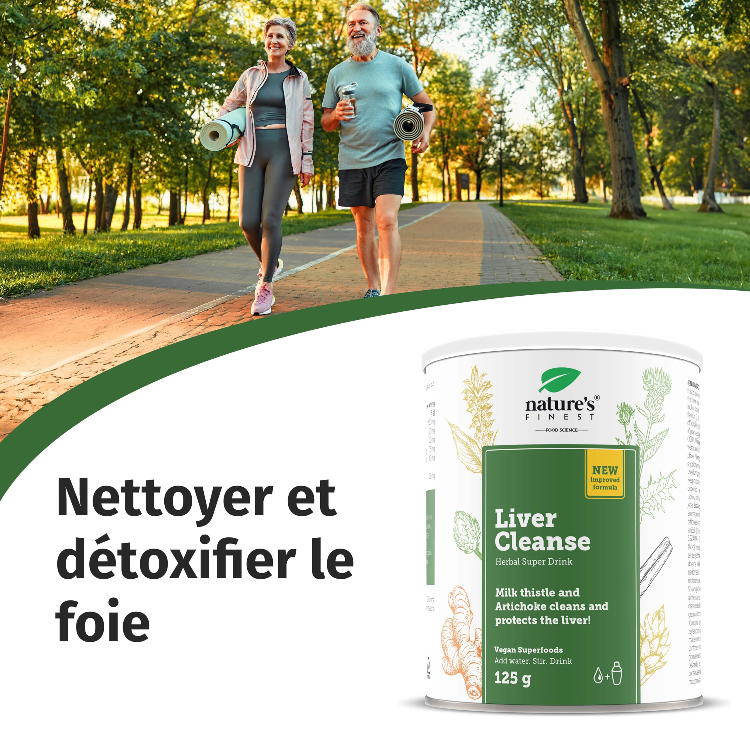 Nature’s Finest by Nutrisslim Detox Foie 125 g - Détox Puissant et Rapide, Chardon Marie Bio et Artichaut Extrait, Drainant Nettoyer Formula