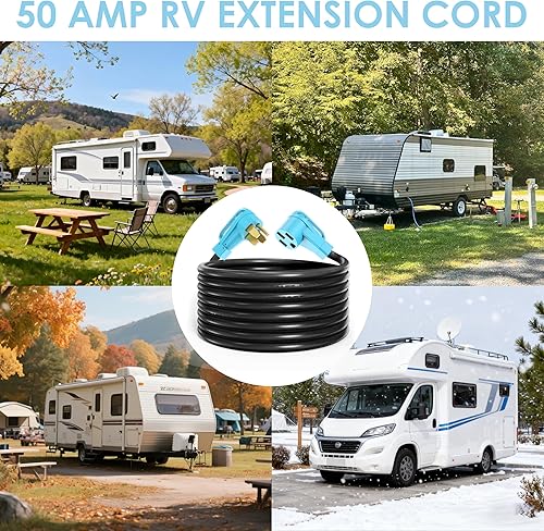 Miniatura 6 de CircleCord Cable de extensión para caravana o automóvil eléctrico de 50 amperios y 10 pies con certificación UL, cable STW de calibre 63+81