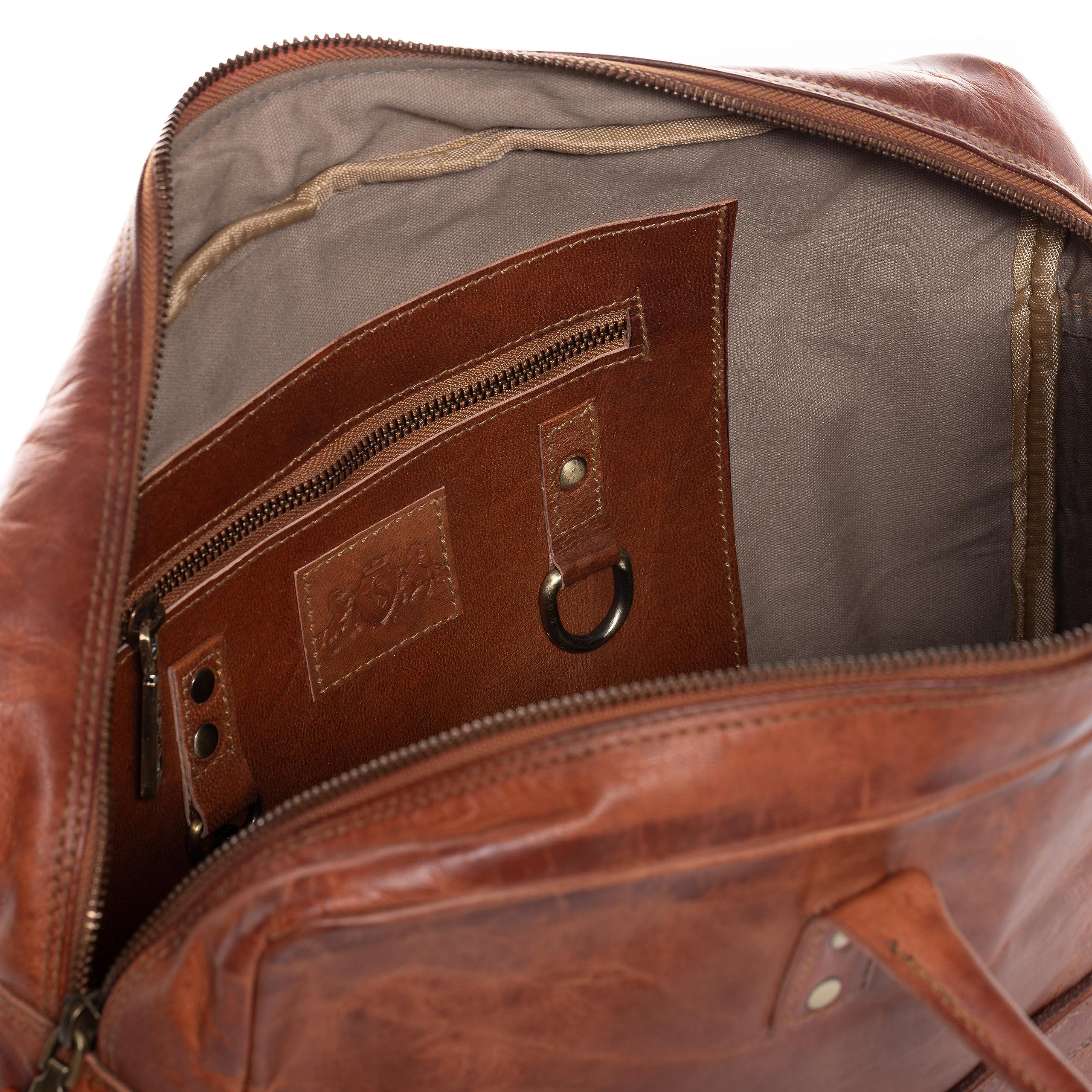 SID & VAIN Sac Ordinateur Portable Cuir véritable 15 Pouces Cedar Mallette Professionnelle bandoulière Grand pour Hommes et Femmes Serviette de Travail Etudiante Marron