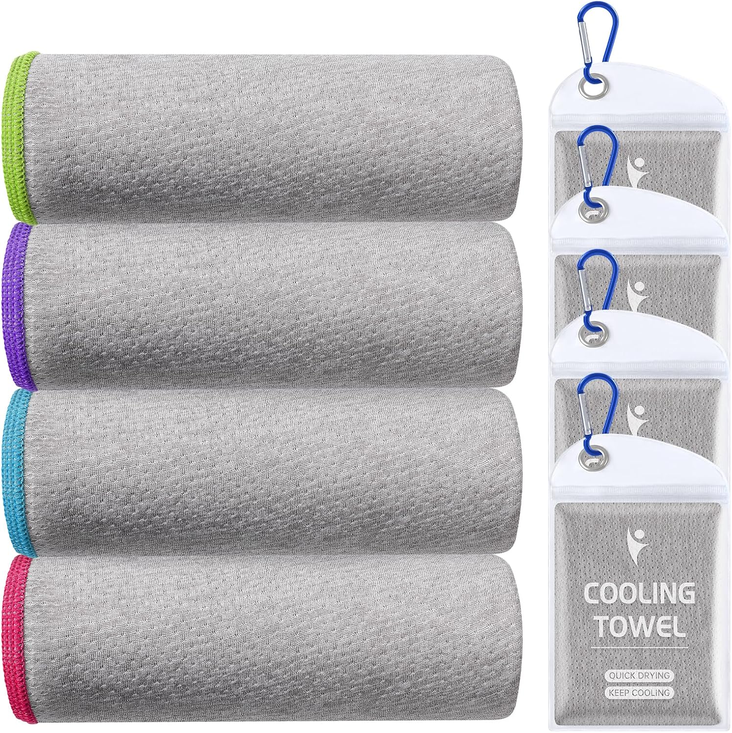 Clothirily Cooling Towels (40″x12″), Microfiber Cooling Towel for Neck and Face, Men & Women Gym Workout Towels for Hot Weather, Breathable Sweat Towel for Gym Yoga, Camping, Fitness, Running, 4 Pack