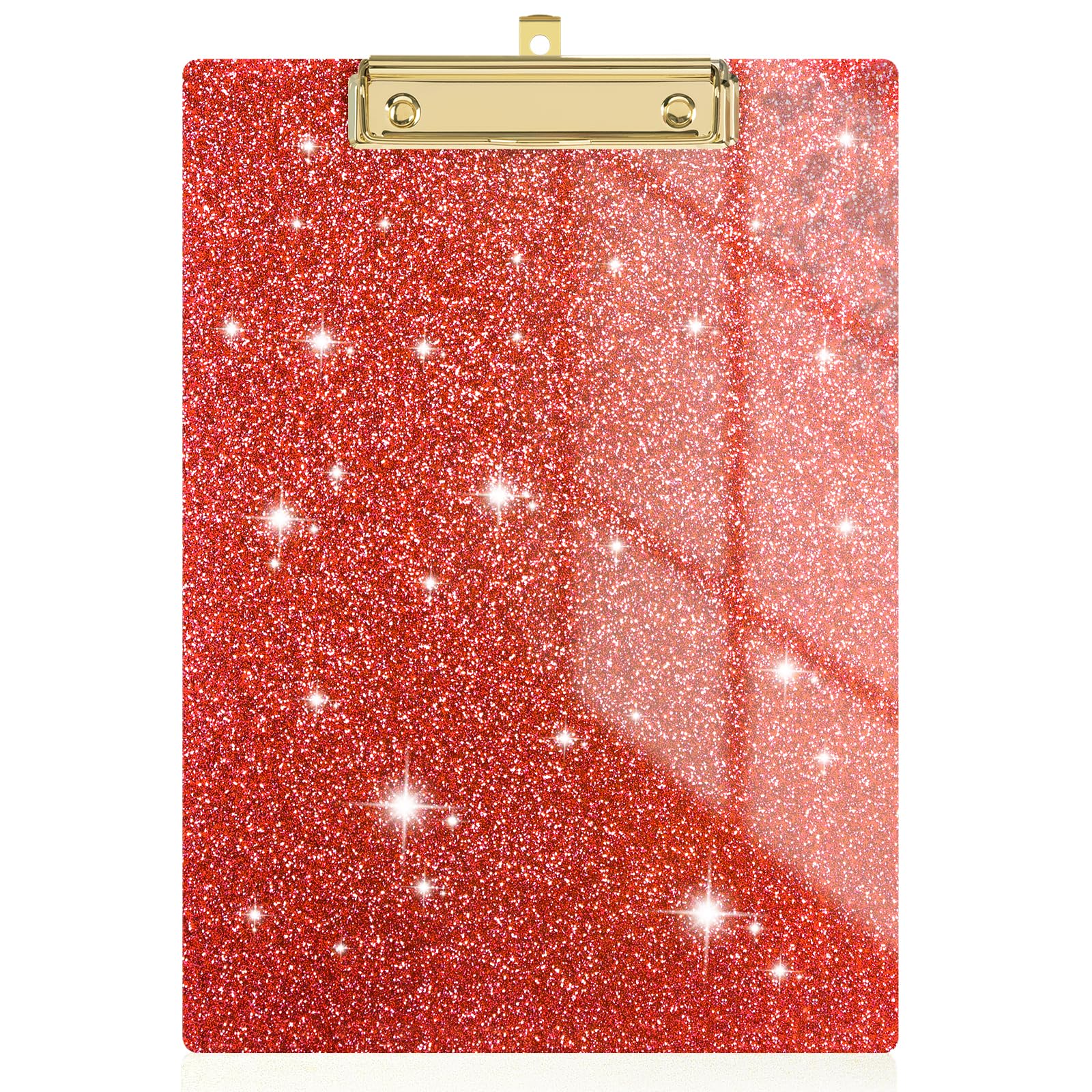 Rimilak Acrylic Glitter Clipboards, Sparkly Board with Low Profile Gold Clip, Designed for Classroom School and Office Use, A4 Letter Size 9 x 12.5 in