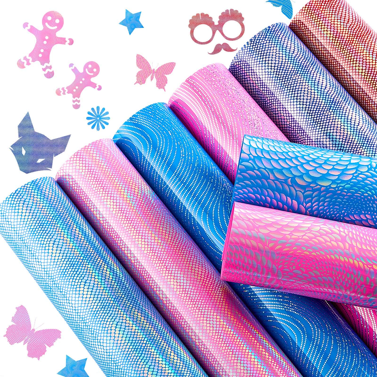 Buy 8 Sheet 12 x 10 Inch Holographic Laser Heat Transfer Vinyl Sheets