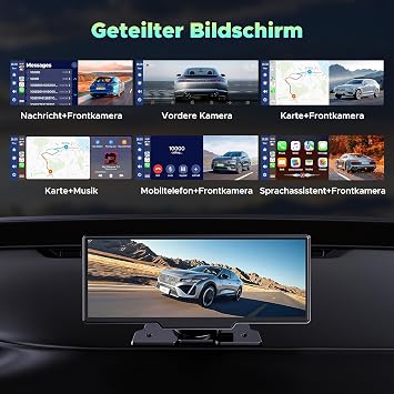 Wireless Apple Carplay and Android Auto, Car Stereo with 2K Front Dashcam, Portable Carplay 9.26 Inch Full HD Touch Screen Monitor with Bluetooth 5.0/GPS/FM/AUX/Mirror Link/64G TF Card
