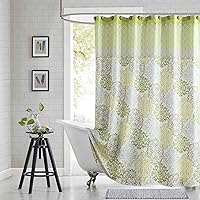 Vista 11 de Cortina de ducha larga de tela, cortinas de ducha de damasco bohemio con estampado de paisley en vino burdeos y oro amarillo, cortinas impermeables