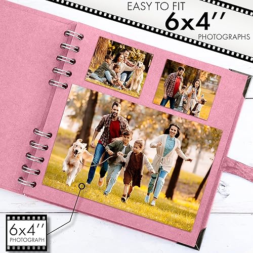 Vista 234 de Bstorify Álbum de recortes de 10 x 10 pulgadas, 70 páginas, protectores de esquina de papel kraft grueso negro, cierre de cinta, ideal para tus