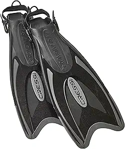 Cressi Snorkeling Adjustable Fins for All Family - Long Blade Versatile Open Heel Flippers | Palau: Made in Italy