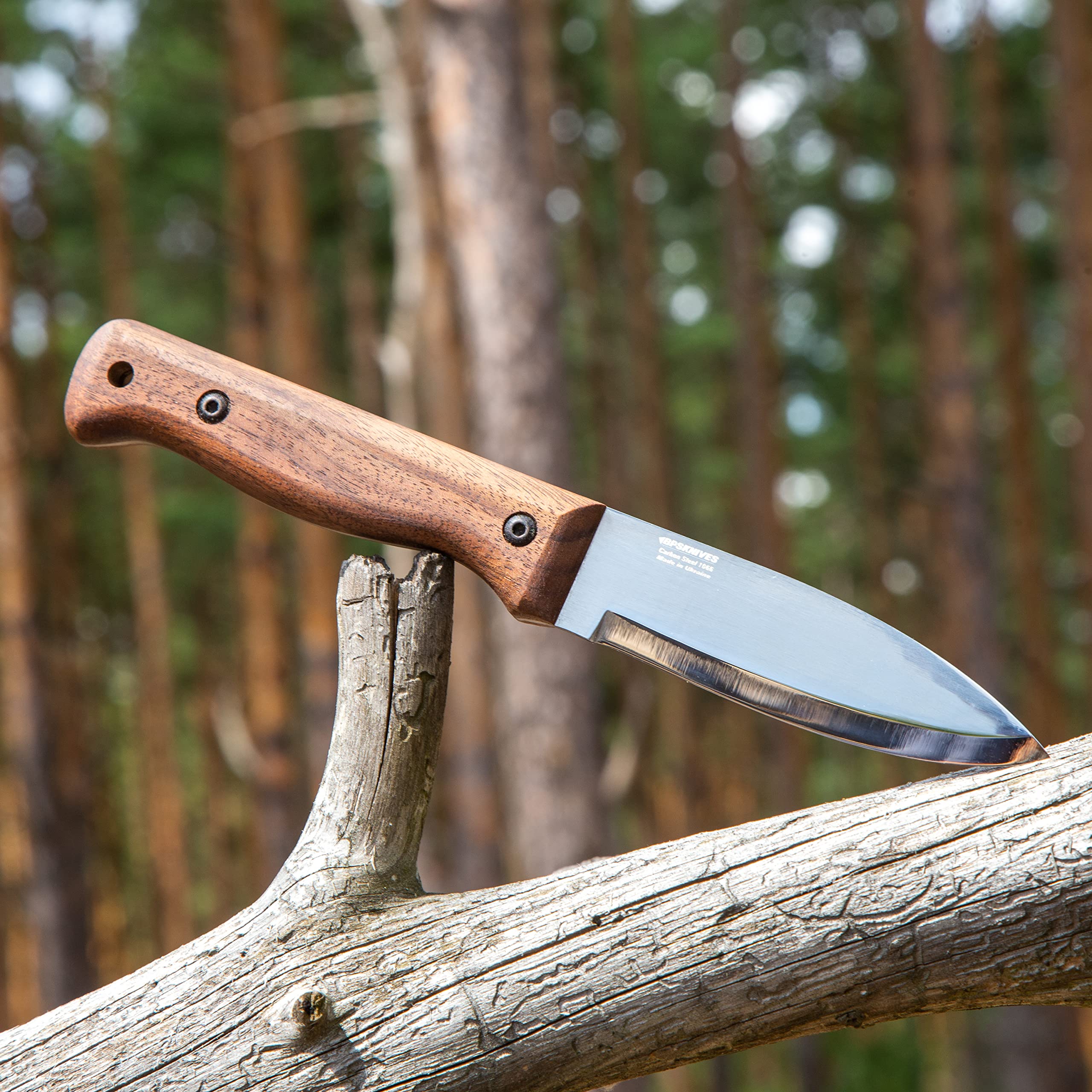 BPS Knives B1- Bushcraft Knife With Leather Sheath - Camping Knives - Outdoor Carbon Steel Full Tang Fixed Blade Knife - Handmade Camp Knife - Survival Tactical Knife