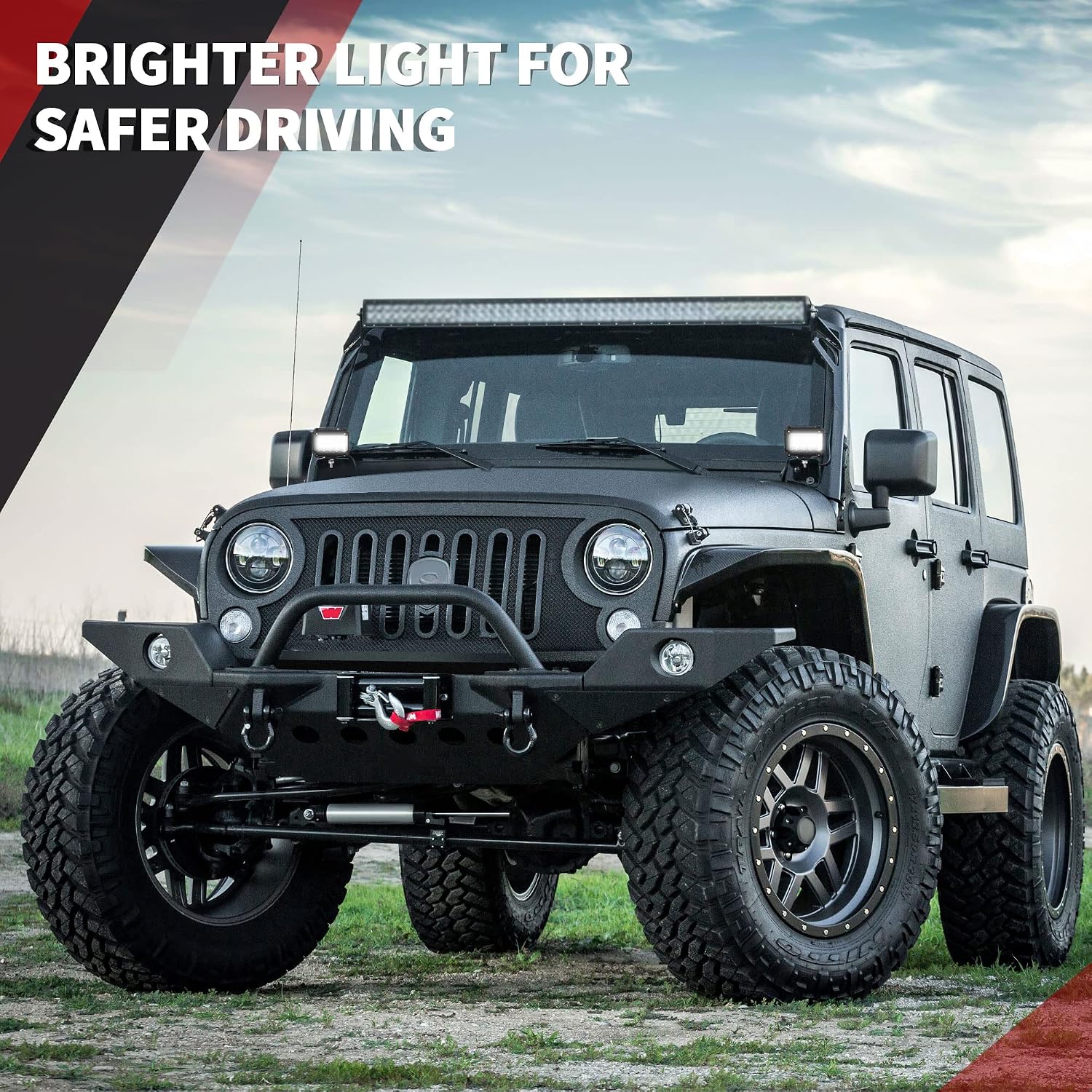 YITAMOTOR Side Shooter LED Light Bar 2Pcs 4Inch 76W Cube LED Work Light Spot Light Pods Fog Lamp for Truck Tractor Car ATV SUV Boat