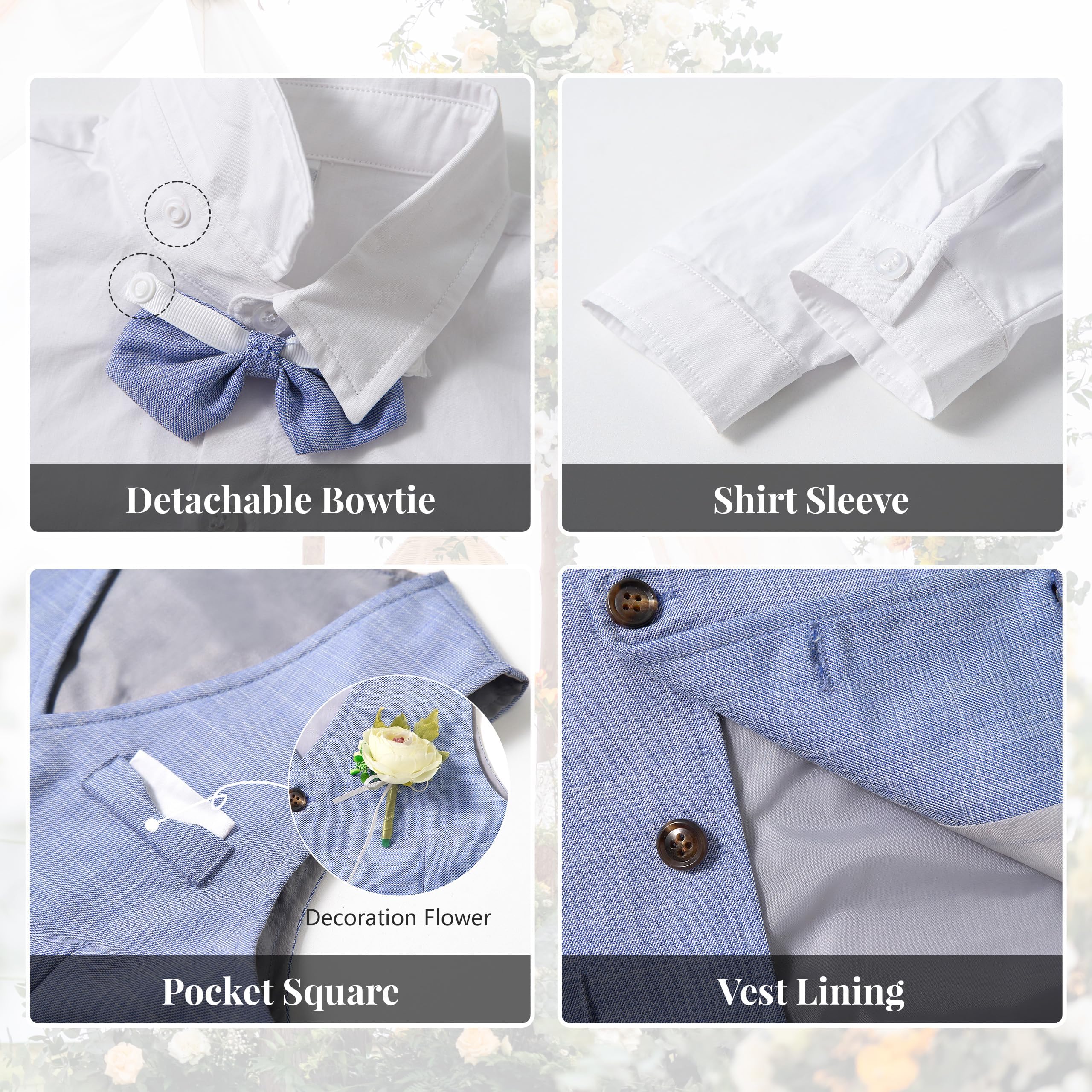 Volunboy Baby Jungen Anzug, Kinder Anzugweste Festliche Hochzeit Kleidung Bekleidung Set 4tlg