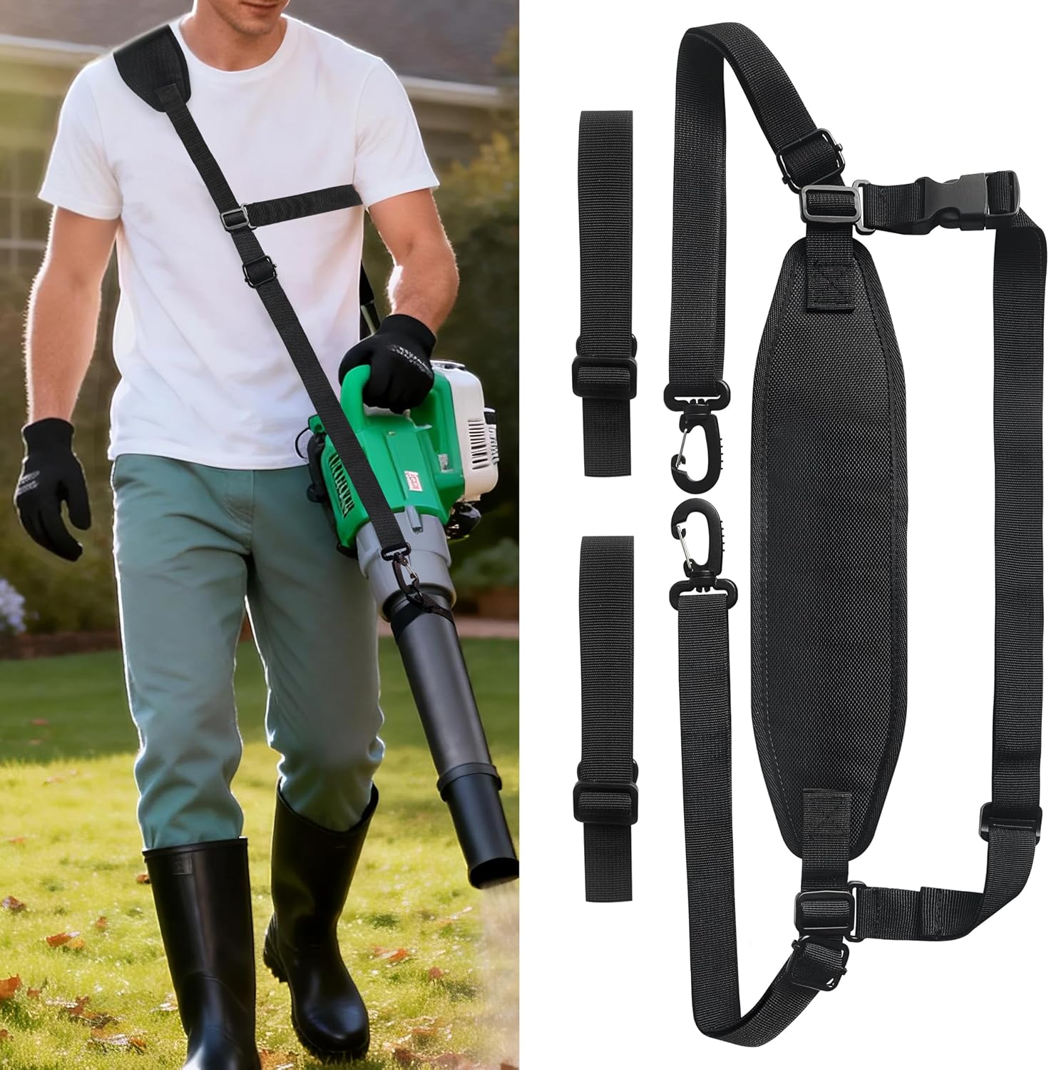 Universal Leaf Blower Shoulder Strap Review: Adjustable Padded Sling for EGO, Worx, DEWALT - Best for Comfortable Yard Cleanup