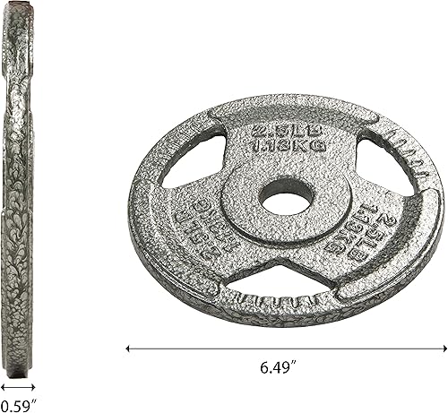 Miniatura 4 de Signature Fitness Placa de peso de hierro fundido para entrenamiento de fuerza y levantamiento de pesas, centro de 1 pulgada, 2.5 libras (juego de 4)