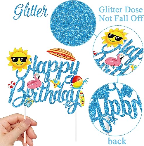 Miniatura 4 de Decoración de pastel de playa de verano para piscina, selección de pastel de cumpleaños, decoración de pastel de feliz cumpleaños, decoración de