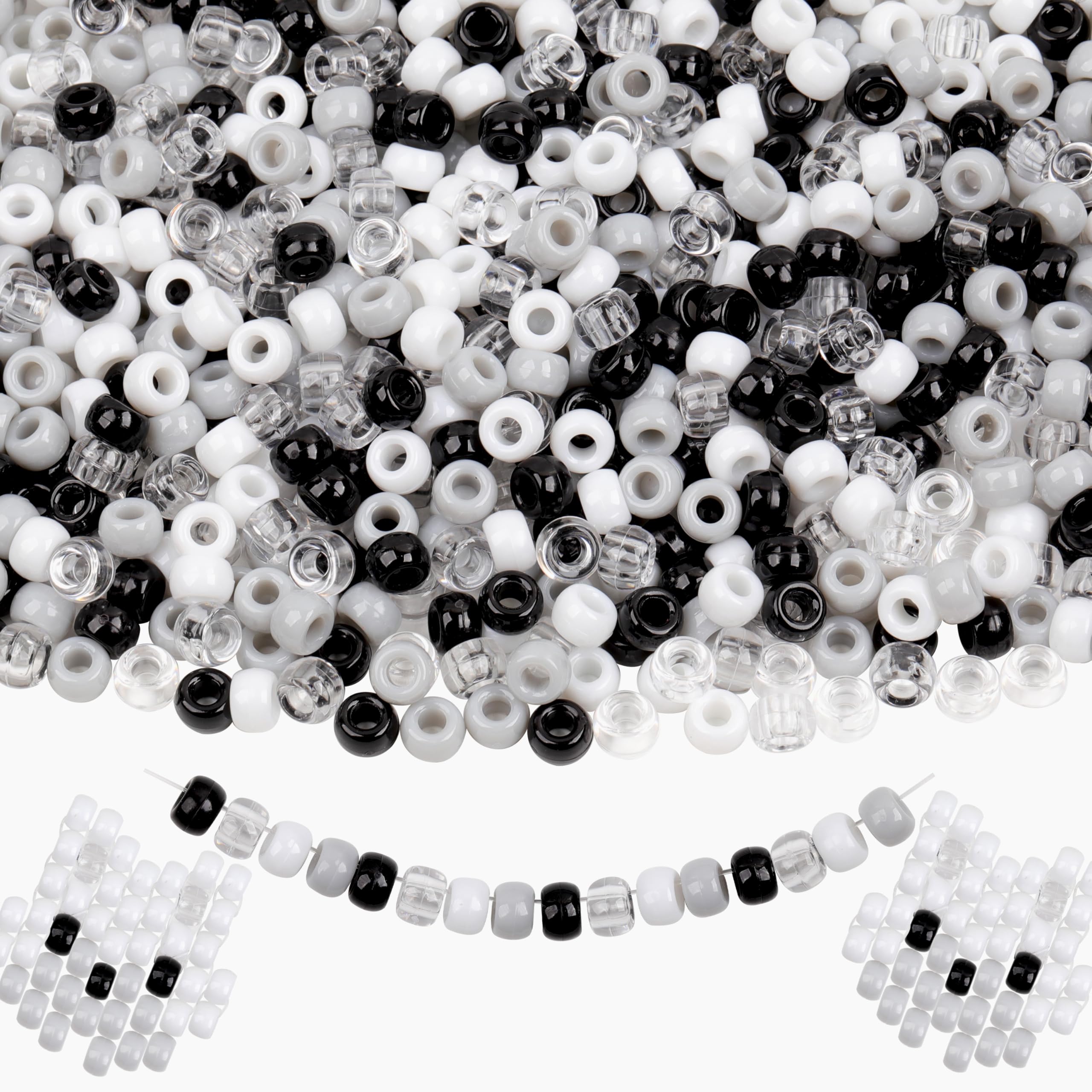Amazon.co.jp: KAKW ブラックポニービーズ 1000個 プラスチックビーズ 