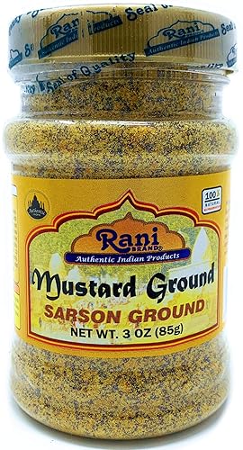 Rani - Semillas de mostaza molida, especias en polvo (Rai Sarson) Tarro PET de 3 onzas (3.00 oz) Todo natural Apto para gluten Sin OMG Vegano