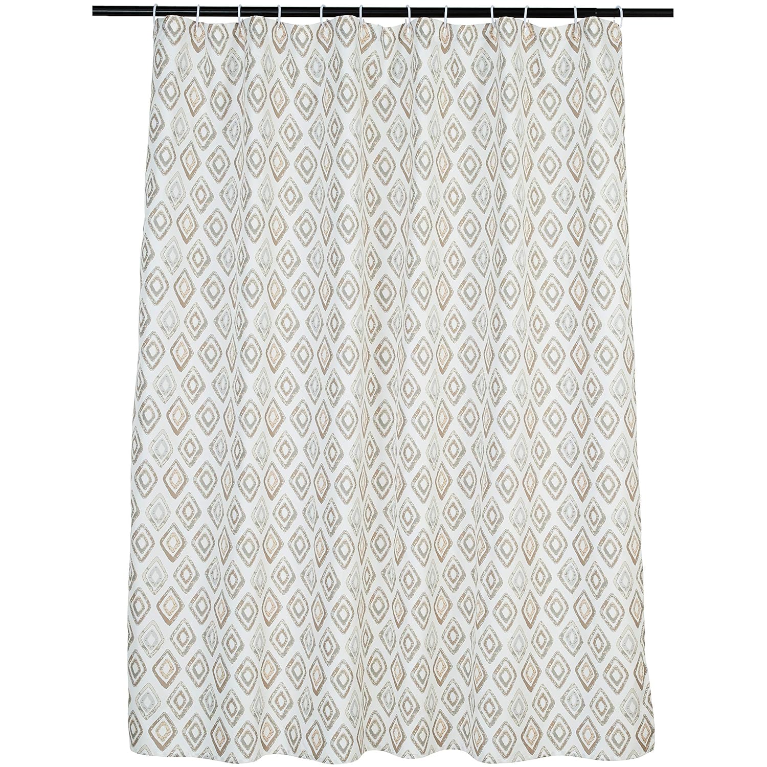 AmazonBasics Polyester Printed Grey Diamond Shower Curtain, 72 x 72