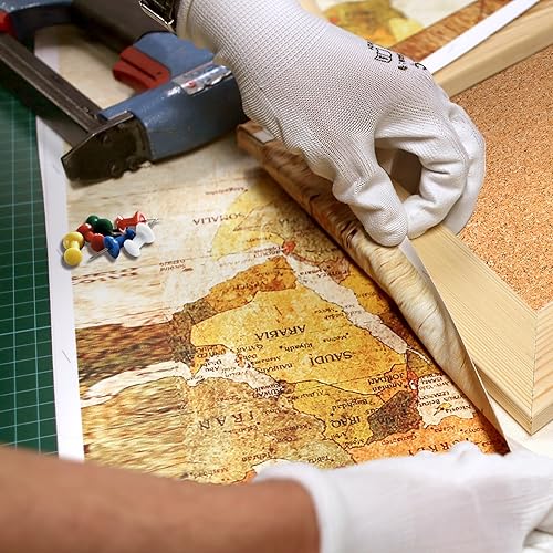 Miniatura 6 de artgeist Pinboard - Mapa del mundo de 35 x 24 pulgadas, tablero de corcho y lienzo impreso para pared, 1 tablero de notas con 50 pines, tablero de