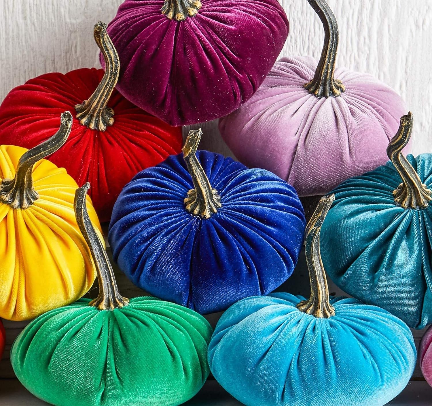 Your Heart's Content Set of 10 Rainbow Small Velvet Pumpkins, Eclectic Home Decor, Colorful Centerpiece for Table, LGBT Wedding Decor, Bold Modern Mantle Decor, LGBTQ
