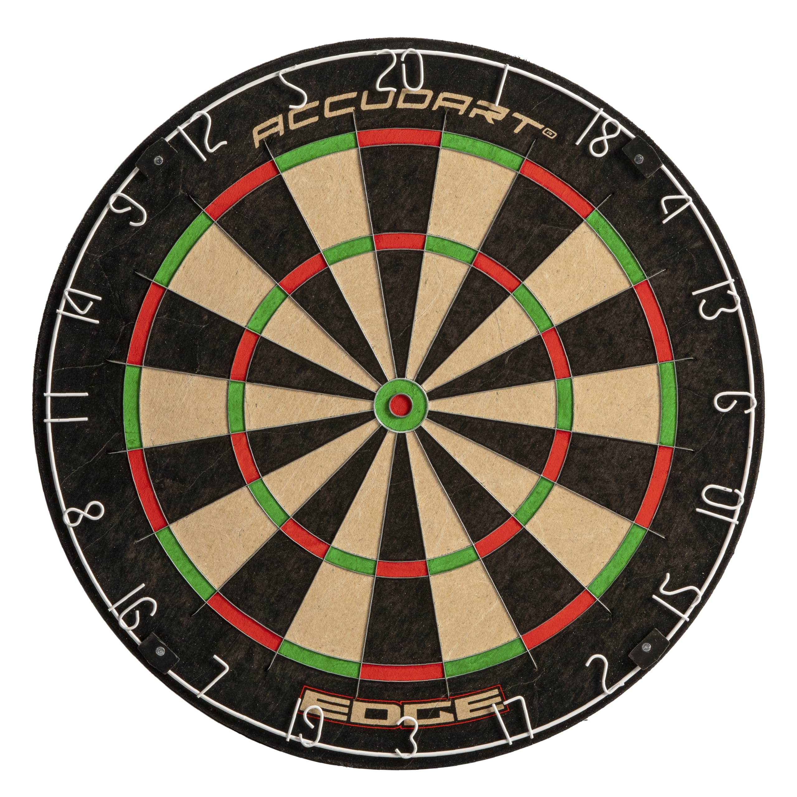 Accudart Edge Bristle Dartboard - Razor Thin Spider Wire Reduces Bounce Outs - Premium Brazilian Sisal - Advanced Metal Number Ring - Increased Playing Area - Super Thin Bullseye