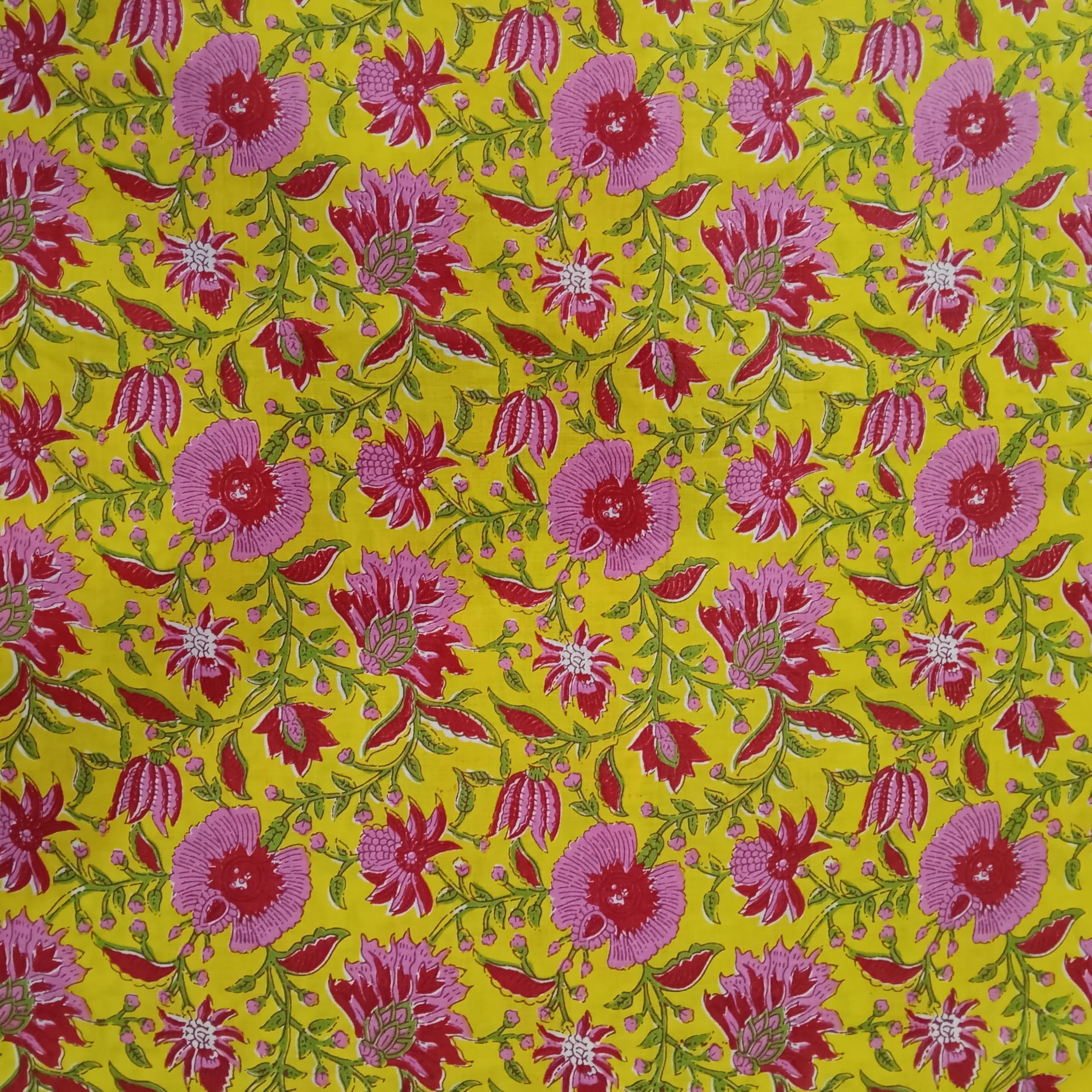 100% Cotton Dress Making Fabric Sanganeri Print Jaipur Hand Block Printed Unstiched Dress Material for Women Blouse/Plazzo, Kurti/Lehenga/Saree/Piece Womens 43" Inches Width (Yellow 3, 3 Meter)-picture-25