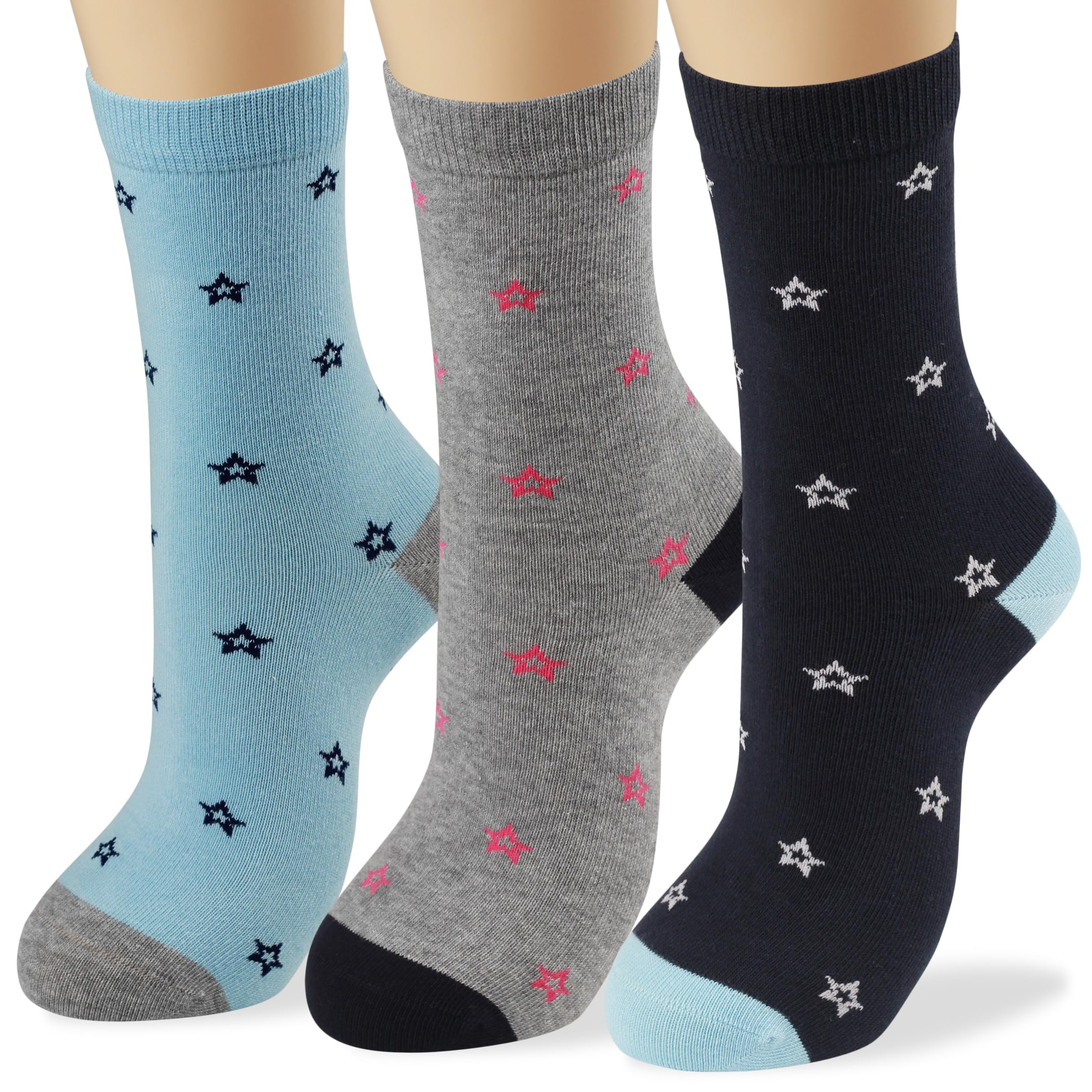 COTTON DAYWomen's Soft Combed Cotton Dress Socks Seamless Toe Black White Gray Navy Blue Brown Beige