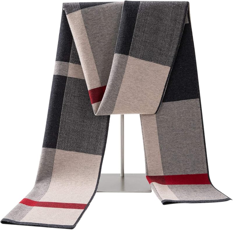 Men's Merino Wool Scarf, Long Winter Neckwear with Gift Box
