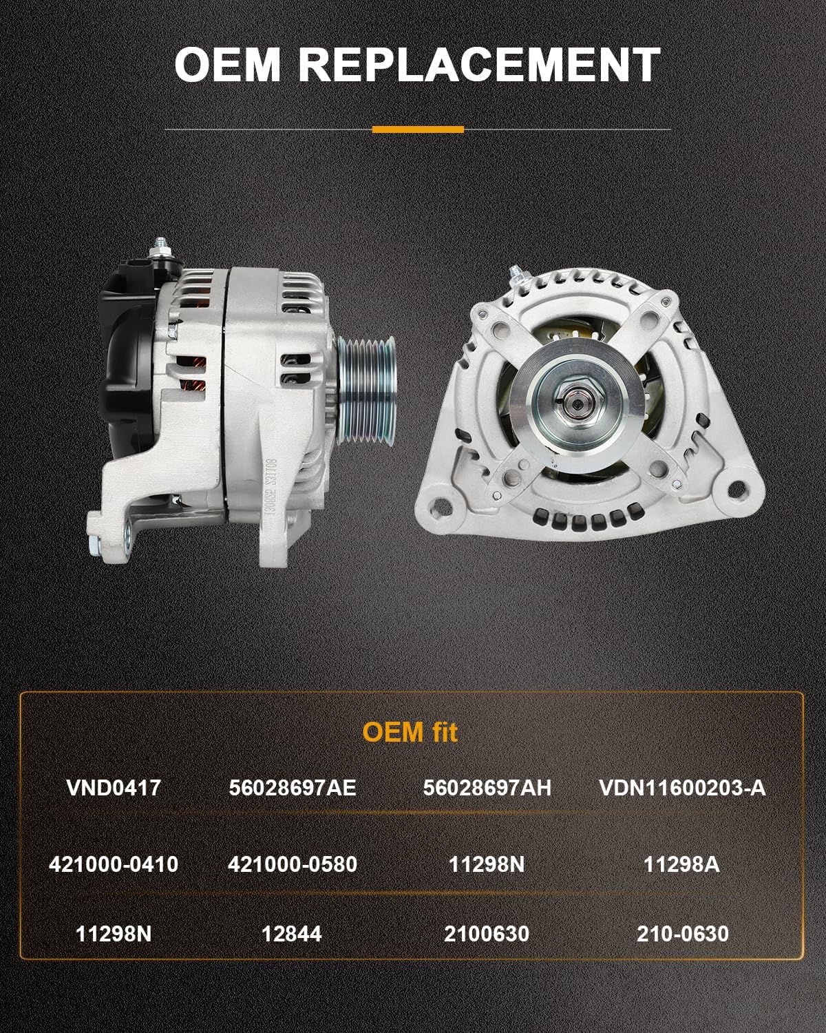 ROADFAR Alternator Compatible for Chrysler for Aspen 2007-2008 V8 5.7L,for Dodge for Durango 2007-2008 V8 5.7L,for Dodge for Ram 1500 2007 V8 5.7L, Replace 11298N, 11298