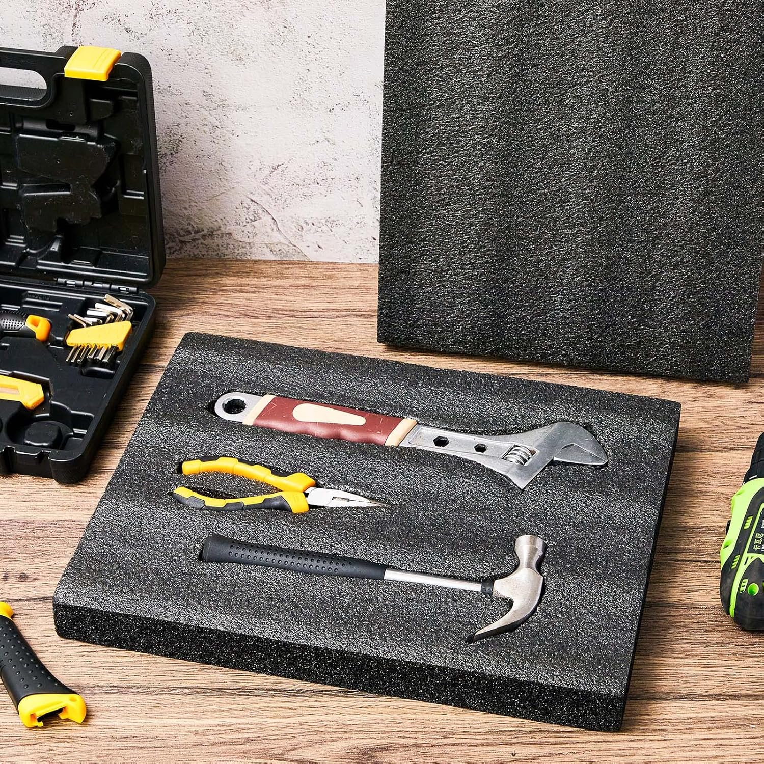 Treela 4 Pcs Customizable Polyethylene Foam Sheets 16x12x2" Black Thick Cuttable Foam Padding Inserts for Cases, Polyethylene Block Sheet for Packing Toolbox Storage and Craft Pad