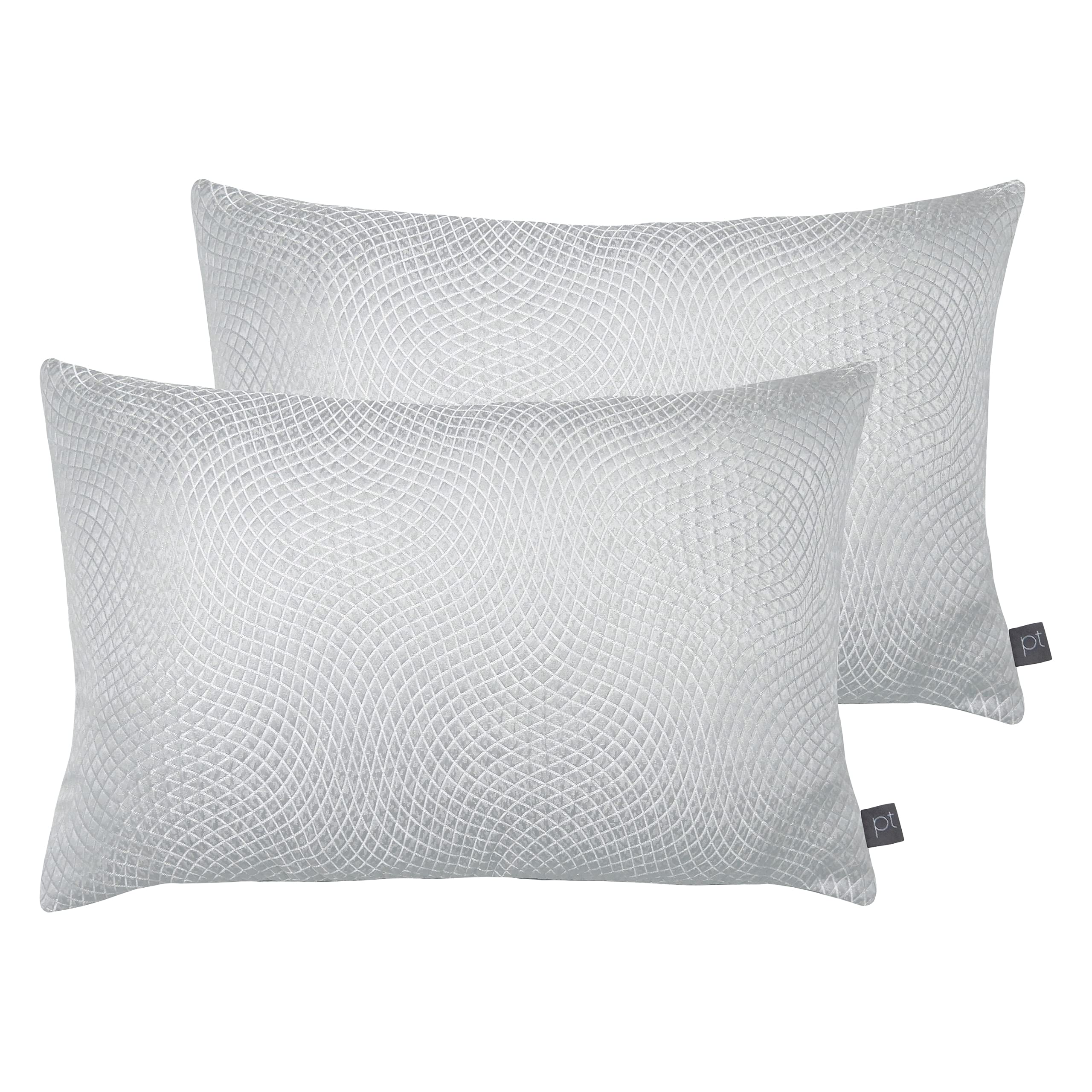 Prestigious Textiles Cojines Camber Twin Pack Rellenos de Pluma, Plata de Ley, 40 x 60cm, 2