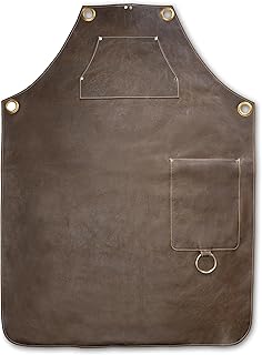 Angus Stoke Chester - Delantal de piel para barbacoa, estilo vintage, color marrón envejecido, hecho a mano, para barbacoa y cocina