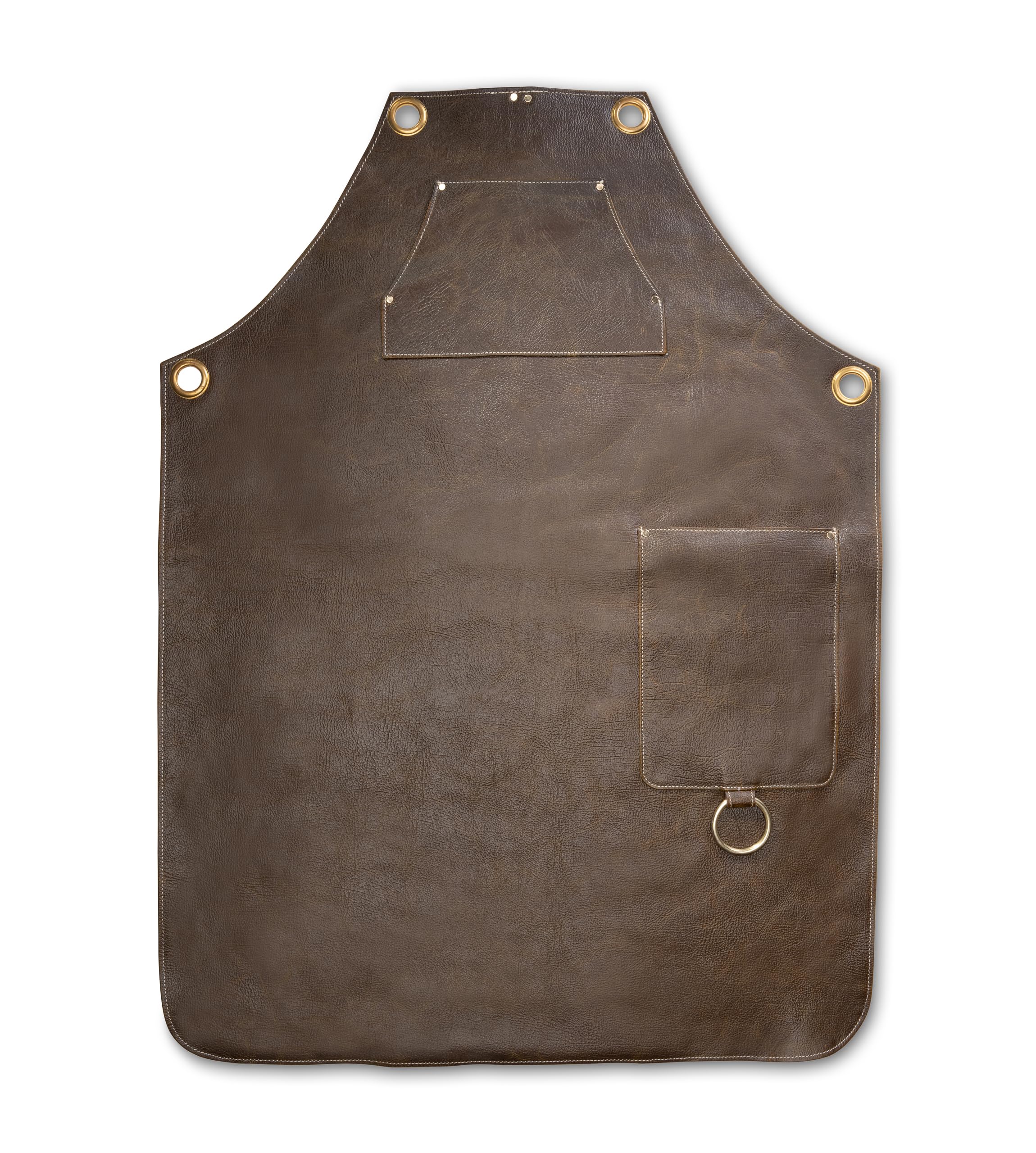 Angus Stoke Chester - Delantal de piel para barbacoa, estilo vintage, color marrón envejecido, hecho a mano, para barbacoa y cocina